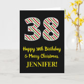 ハッピー38誕生日&メリークリスマス、名前をカスタムする カード (黄色い花)