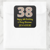 ハッピー38誕生日&メリークリスマス、名前をカスタムする スクエアシール (バッグ)
