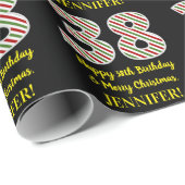 ハッピー38誕生日&メリークリスマス、名前をカスタムする ラッピングペーパー (ロールコーナー)
