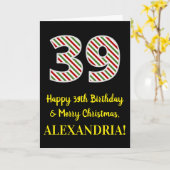 ハッピー39誕生日&メリークリスマス、名前をカスタムする カード (黄色い花)