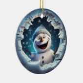 ハッピー3D雪だるま セラミックオーナメント (右)