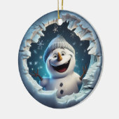 ハッピー3D雪だるま セラミックオーナメント (左)