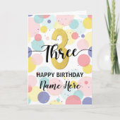ハッピー3rdバースデーパステルレインボー金ゴールドウーマン カード (正面)
