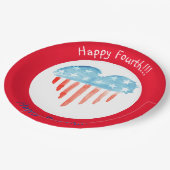 ハッピー4ラウンド赤(ハート国旗)紙プレート ペーパープレート (アングル)