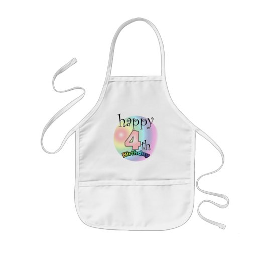 ハッピー4歳の誕生日（ローゼ） 子供用エプロン (正面)