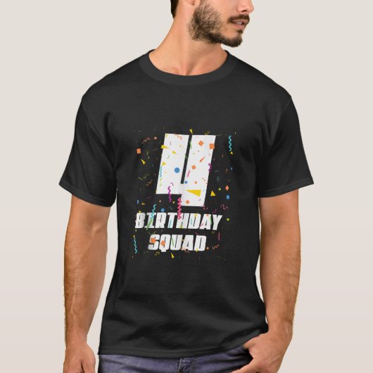 ハッピー4歳バースデースクワッド4歳誕生日 Tシャツ (正面)