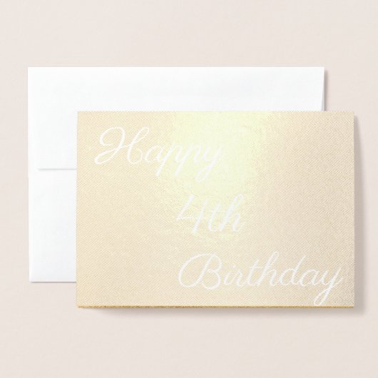 ハッピー4番目の金ゴールド誕生日 箔カード (封筒付き正面)