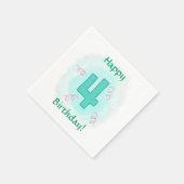 ハッピー4誕生日ナンバー4旋回ナプキン スタンダードカクテルナプキン (角)