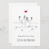 ハッピー40周年結婚赤いハートカップル (正面/裏面)