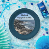 ハッピー40歳の誕生日の写真海深いブルー ペーパープレート (パーティー)