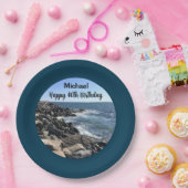 ハッピー40歳の誕生日の写真海深いブルー ペーパープレート (パーティー)