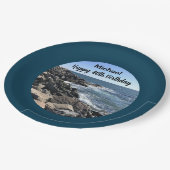 ハッピー40歳の誕生日の写真海深いブルー ペーパープレート (アングル)