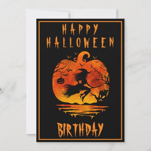 ハッピー40歳の誕生日ハロウィンパーティーのお祝い 招待状 (正面)