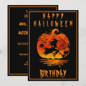ハッピー40歳の誕生日ハロウィンパーティーのお祝い 招待状 (正面/裏面)