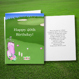 ハッピー40歳の誕生日ピンクゴルフバッグ カード
