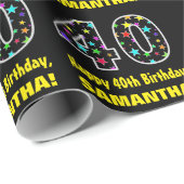 ハッピー40歳の誕生日、おもしろいカラフルスターパターン40 ラッピングペーパー (ロールコーナー)