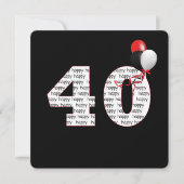 ハッピー40thバースデーオンブラック招待状 招待状 (正面)