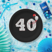 ハッピー40thバースデーオンブラック紙プレート ペーパープレート (パーティー)