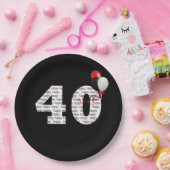 ハッピー40thバースデーオンブラック紙プレート ペーパープレート (パーティー)