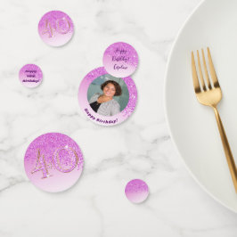 ハッピー40thバースデーシック落ちるピンクグリッター コンフェッティ