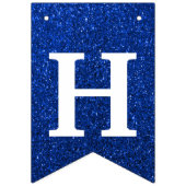 ハッピー40thバースデーフォトブルーグリッター バンティングフラッグ (第2の旗)