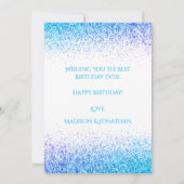 ハッピー40thブルーグリッタータイポグラフィ誕生日カード カード (裏面)