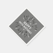 ハッピー40th誕生日の花火グレー白黒 スタンダードカクテルナプキン (角)