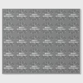 ハッピー40th誕生日の花火グレー白黒 ラッピングペーパー (フラット)