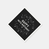 ハッピー40th誕生日の花火白黒グレー スタンダードカクテルナプキン (角)