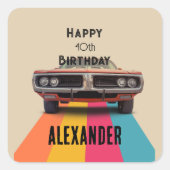 ハッピー40th誕生日カスタマイズ可能なヴィンテージレトロ スクエアシール (正面)