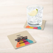 ハッピー40th誕生日カスタマイズ可能なヴィンテージレトロ スクエアペーパーコースター (インサイチュ)