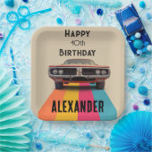 ハッピー40th誕生日カスタマイズ可能なヴィンテージレトロ ペーパープレート (パーティー)