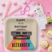 ハッピー40th誕生日カスタマイズ可能なヴィンテージレトロ ペーパープレート (パーティー)