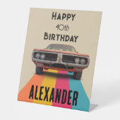 ハッピー40th誕生日カスタマイズ可能なヴィンテージレトロ 台座サイン (正面)