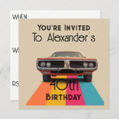 ハッピー40th誕生日カスタマイズ可能なヴィンテージレトロ 招待状 (正面/裏面)