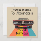 ハッピー40th誕生日カスタマイズ可能なヴィンテージレトロ 招待状 (正面)