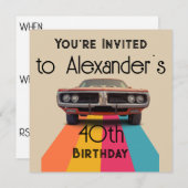 ハッピー40th誕生日カスタマイズ可能なヴィンテージレトロ 招待状 (正面/裏面)