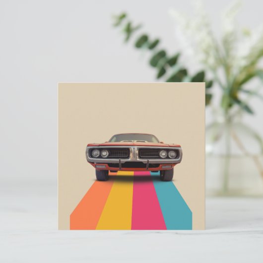 ハッピー40th誕生日カスタマイズ可能なヴィンテージレトロ 招待状 (スタンド正面)