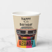 ハッピー40th誕生日カスタマイズ可能なヴィンテージレトロ 紙コップ (裏面)