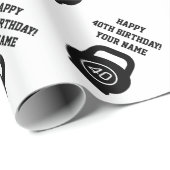 ハッピー40th誕生日パーティーフィットネスジムkettlebell ラッピングペーパー (ロールコーナー)