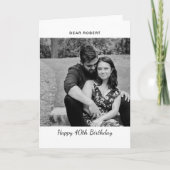 ハッピー40th誕生日フォトカスタム白黒 カード (正面)