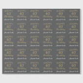 ハッピー40th誕生日金ゴールドグリッターとグレー ラッピングペーパー (フラット)