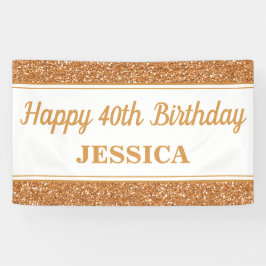 ハッピー40th誕生日金ゴールドグリッター 横断幕
