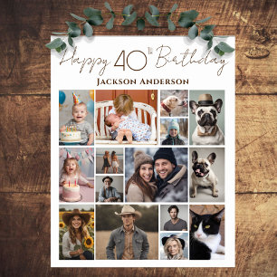 ハッピー40th誕生日15複数の写真 ポスター