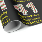 ハッピー41誕生日&メリークリスマス、名前をカスタムする ラッピングペーパー (ロールコーナー)