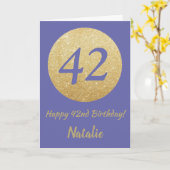 ハッピー42番目の誕生日と金ゴールドグリッター カード (黄色い花)