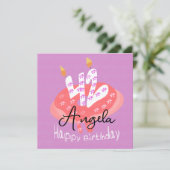 ハッピー42番誕生日ドナッツケーキ カード (スタンド正面)