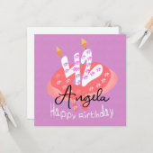 ハッピー42番誕生日ドナッツケーキ カード (正面/裏面インサイチュ)