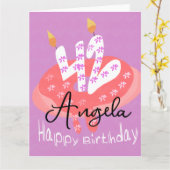 ハッピー42誕生日ドナッツケーキビッグ カード (黄色い花)