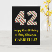 ハッピー42誕生日&メリークリスマス、名前をカスタムする カード (黄色い花)